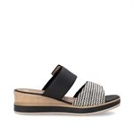 Sandale mule noire à talon compensé D6463-03