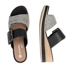 Sandale mule noire à talon compensé D6463-03